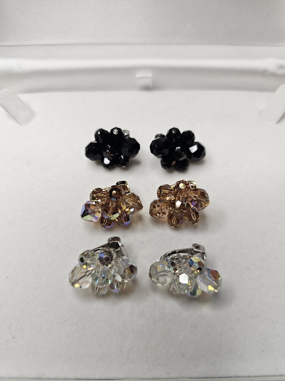Sherman Crystal Cluster Clip-On Earrings - 3 Sets